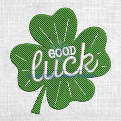 good luck four clover embroidery design