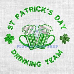 st patrick's day drinking team beer embroidery design