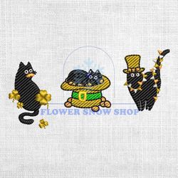lucky black cat for patrick embroidery design