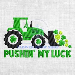 pushin my luck green car embroidery design