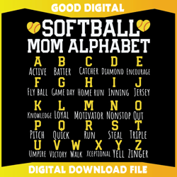 funny softball mom alphabet svg