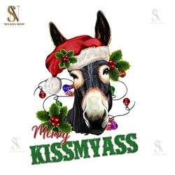 merry kissmyass donkey png sublimation design, christmas donkey png, christmas animal png, merry christmas png