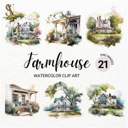 farmhouse png | farmhouse front porch watercolor clipart | summer clipart | porch bundle png | rustic country barn