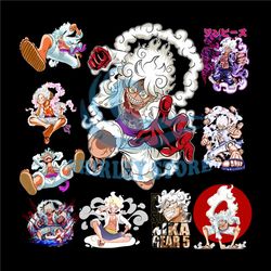 one piece svg bundle, luffy gear 5, luffy nika, one piece anime, manga, one piece png high quality anime vector design