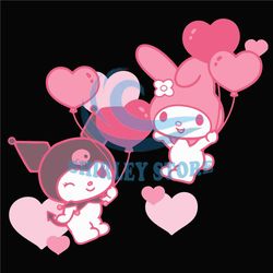 my melody and kuromi valentine day hearts svg, valentine svg, melody svg, kuromi svg, my melody and kuromi svg, couple s