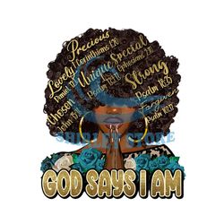afro woman god says i am png sublimation