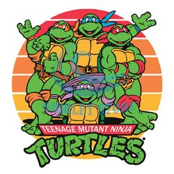 teenage mutant ninja turtles retro sunset svg
