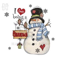 i love being a grandma svg, family svg, snowman svg, winter svg, scarf svg, santa hat svg, snow svg, grandma svg, grandm