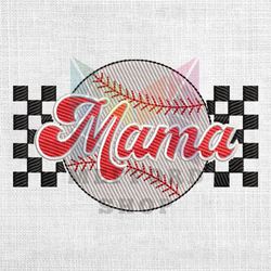 mama sport softball checkered print embroidery