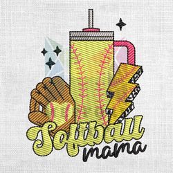 softball mama groovy stanley cup player embroidery