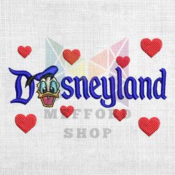 disneyland donald duck face love valentine embroidery