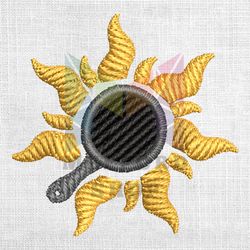 frying pan sun design pes embroidery