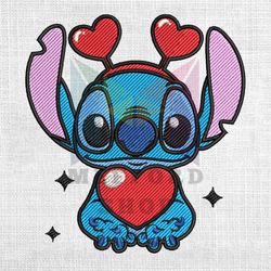 valentine day heart headband stitch embroidery design