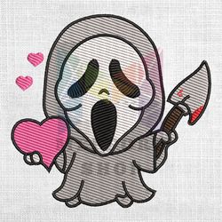 chibi ghostface horror valentine day embroidery