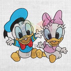 chibi donald daisy duck valentine couple matching embroidery