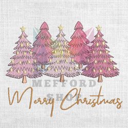 merry christmas pine tree glitter embroidery