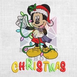 christmas light santa mickey mouse embroidery