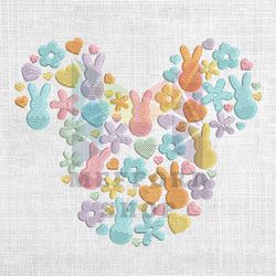 mickey head easter floral peeps doodle embroidery