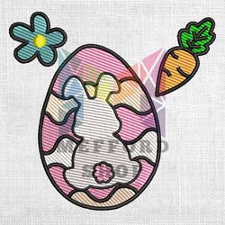 bunny egg carrot flower embroidery design