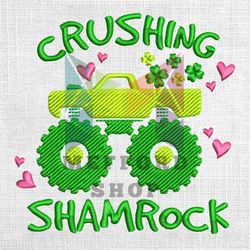 crushing shamrock green car embroidery design