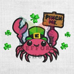 pinch me pink crab patrick embroidery design