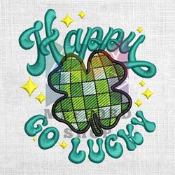 happy go lucky four leaf clover embroidery design