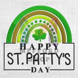 happy patrick's day rainbow embroidery design