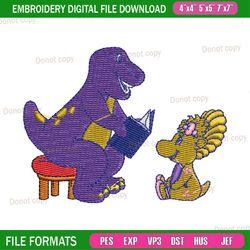 barney teaching baby bop embroidery png