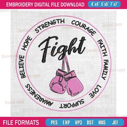 fight breast cancer boxing gloves embroidery