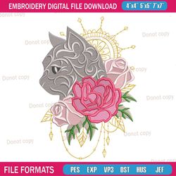 floral pattern cat embroidery png