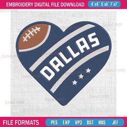 dallas cowboys nfl heart football embroidery, nfl embroidery, cowboys embroidery design, football embroidery