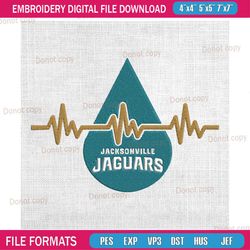 jacksonville jaguars heartbeat team embroidery, nfl embroidery, jaguars embroidery design, football embroidery