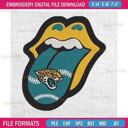 jacksonville jaguars tongue logo embroidery, nfl embroidery, jaguars embroidery design, football embroidery