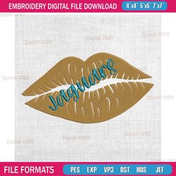 jacksonville jaguars lips embroidery, nfl embroidery, jaguars embroidery design, football embroidery