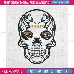 jacksonville jaguars skull logo embroidery, nfl embroidery, jaguars embroidery design, football embroidery