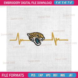 jacksonville jaguars logo heartbeat embroidery, nfl embroidery, jaguars embroidery design, football embroidery