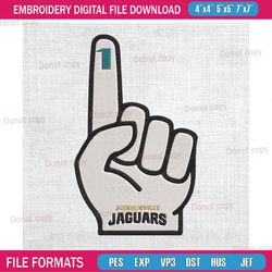 jacksonville jaguars foam finger embroidery, nfl embroidery, jaguars embroidery design, football embroidery