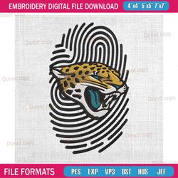 jacksonville jaguars fingerprint logo embroidery, nfl embroidery, jaguars embroidery design, football embroidery