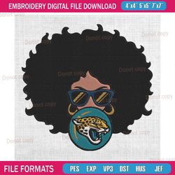 jacksonville jaguars girl logo embroidery, nfl embroidery, jaguars embroidery design, football embroidery