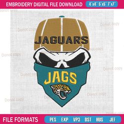 jaguars jags pumpkin skull embroidery, nfl embroidery, jaguars embroidery design, football embroidery