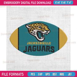 jacksonville jaguars football ball embroidery, nfl embroidery, jaguars embroidery design, football embroidery