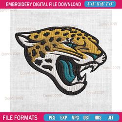 jacksonville jaguars mascot logo embroidery, nfl embroidery, jaguars embroidery design, football embroidery