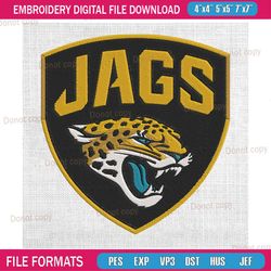 jacksonville jaguars jags logo embroidery, nfl embroidery, jaguars embroidery design, football embroidery