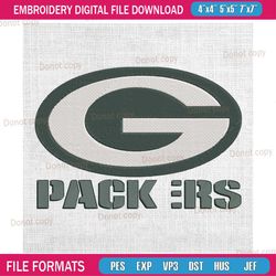 green bay packers logo embroidery, nfl embroidery, packers embroidery design, football embroidery