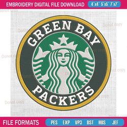 green bay packers starbuck logo embroidery, nfl embroidery, packers embroidery design, football embroidery