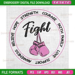 fight breast cancer boxing gloves embroidery