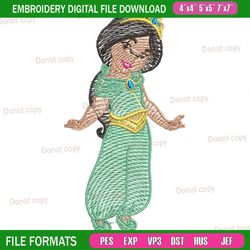 young princess jasmine embroidery png