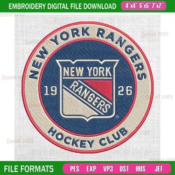 new york rangers hockey club embroidery, nhl embroidery, embroidery design machine, national hockey league