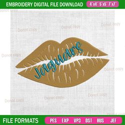 jacksonville jaguars lips embroidery, nfl embroidery, jaguars embroidery design, football embroidery