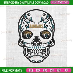 jacksonville jaguars skull logo embroidery, nfl embroidery, jaguars embroidery design, football embroidery